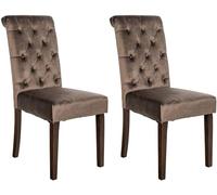 CLP Set De 2 Sillas De Comedor Lisburn En Tela o Terciopelo I Butacas con Respaldo Alto & Base De Madera De 4 Patas, Color:marrón, Material:Terciopelo