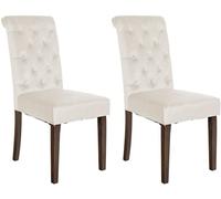 Set de 2 sillas de comedor lisburn en tela o terciopelo crema 63x45x98 cm