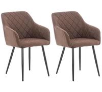 CLP Set De 2 Sillas De Comedor Shila Tapizadas En Terciopelo o Tela I Butacas De Salón Modernas con Reposabrazos Color marrón Material Tela
