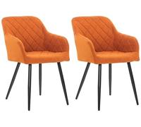 CLP Set De 2 Sillas De Comedor Shila Tapizadas En Terciopelo o Tela I Butacas De Salón Modernas con Reposabrazos Color Naranja Material Tela