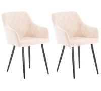 CLP Set De 2 Sillas De Comedor Shila Tapizadas En Terciopelo o Tela I Butacas De Salón Modernas con Reposabrazos Color Beige Material Terciopelo