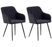 CLP Set De 2 Sillas De Comedor Shila Tapizadas En Terciopelo o Tela I Butacas De Salón Modernas con Reposabrazos Color Negro Material Terciopelo