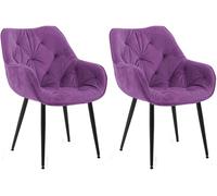 Set de 2 sillas de comedor tanna en terciopelo lila 62x58x83 cm