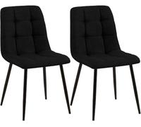 CLP Juego de 2 sillas de Comedor Tilde I Sillas de Cocina tapizadas con Funda Acolchada I Sillas tapizadas con armazón de Metal Color:Negro;Material:Tela