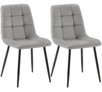 CLP Set de 2 sillas de Comedor Tilde en Terciopelo o Tela I Butacas de salón Acolchadas con Base metálica & Respaldo, Color:Gris, Material:Terciopelo