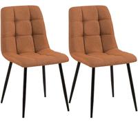 CLP Set de 2 sillas de Comedor tapizadas Tilde, sillas de Cocina con Respaldo y Patas de Metal Negro, soporta hasta 150 kg | Color Naranja Material Tela