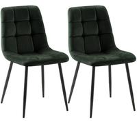 CLP Set de 2 sillas de Comedor tapizadas Tilde, sillas de Cocina con Respaldo y Patas de Metal Negro, soporta hasta 150 kg | Color Verde Material Terciopelo