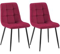 CLP Set de 2 sillas de Comedor tapizadas Tilde, sillas de Cocina con Respaldo y Patas de Metal Negro, soporta hasta 150 kg | Color Rojo Material Terciopelo