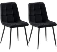 CLP Set de 2 sillas de Comedor tapizadas Tilde, sillas de Cocina con Respaldo y Patas de Metal Negro, soporta hasta 150 kg | Color Negro Material Terciopelo