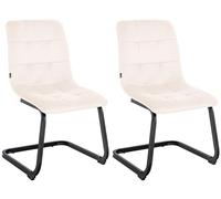 CLP Set De 2 Sillas De Comedor Vermont En Terciopelo I Juego De 2 Butacas Cantilever con Base Metálica & Respaldo Color:Crema