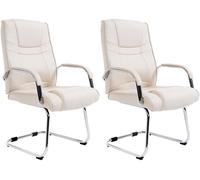 CLP Set De 2 Sillas De Conferencia XXL Attila En Polipiel I Sillas Cantilever Acolchadas con Base Metálica Oscilante, Color:Crema