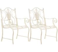 CLP Set de 2 sillas de jardín de Metal con reposabrazos y Respaldo Punjab, Hierro Estilo Art Nouveau, soporta hasta 200 kg, Color: Crema Envejecido