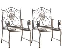 CLP Set de 2 sillas de jardín de Metal con reposabrazos y Respaldo Punjab, Hierro Estilo Art Nouveau, soporta hasta 200 kg | Color Bronce