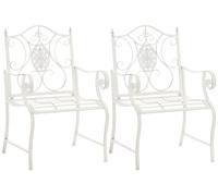 CLP Set de 2 sillas de jardín de Metal con reposabrazos y Respaldo Punjab, Hierro Estilo Art Nouveau, soporta hasta 200 kg | Color Blanco Envejecido