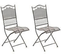 CLP Set de 2 sillas de Jardin Plegables Kiran, sillas romanticas de Hierro Estilo modernista, Ideales para terraza, Balcon y Jardin, Color:Bronce