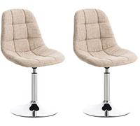 CLP Set De 2 Sillas Lounge Emil Tapizadas En Tela I Taburetes Bajos De Cocina con Asiento Giratorio & Base Metálica, Color:Crema