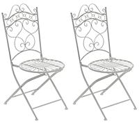 CLP Set De 2 Sillas para Balcón Indra Pegables I Sillas Metálicas De Terraza Decorativas En Estilo Rústico Color:Blanco Envejecido