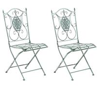 CLP Set De 2 Sillas para Jardín Sibell Plegables I Sillas Metálicas De Terraza Decorativas En Estilo Rústico Color:Antiguo-Verde