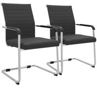 CLP Set de 2 sillas voladizas con reposabrazos Hakon, sillas de Comedor Modernas Acolchadas en Polipiel, Estructura metálica cromada | Color Gris