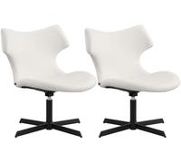 CLP Set de 2 sillones Lounge Welland, Acolchados con reposabrazos, giratorios 360°, sillas Relax Efecto Piel, soporta hasta 135 kg | Color Blanco