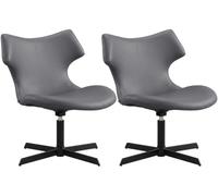 CLP Set de 2 sillones Lounge Welland, Acolchados con reposabrazos, giratorios 360°, sillas Relax Efecto Piel, soporta hasta 135 kg | Color Gris