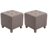 CLP Set De 2 Taburetes Bajos Pharao Tapizados En Tela I Puff Otomanos Decorativos con Base De 4 Patas De Madera, Color:Gris Pardo