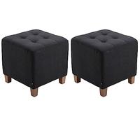 Set de 2 taburetes puff pharao en tela negro 45x45x46 cm
