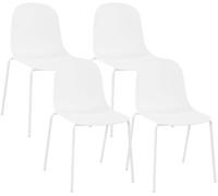 CLP Set de 4 sillas apilables Hardin con Asiento ergonómico y Estructura metálica, Ideal para Comedor, Cocina y recepción. | Color Blanco