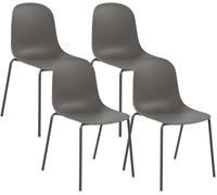 CLP Set de 4 sillas apilables Hardin con Asiento ergonómico y Estructura metálica, Ideal para Comedor, Cocina y recepción. | Color Gris Pardo