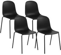 CLP Set de 4 sillas apilables Hardin con Asiento ergonómico y Estructura metálica, Ideal para Comedor, Cocina y recepción. | Color Negro