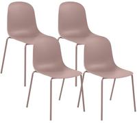 CLP Set de 4 sillas apilables Hardin con Asiento ergonómico y Estructura metálica, Ideal para Comedor, Cocina y recepción. Color:Fucsia