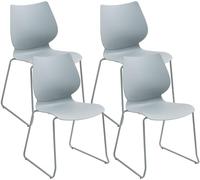 CLP Set de 4 sillas apilables Houma con Respaldo, sillas de Comedor apilables, Asientos de plastico y Estructura Metalica Estable, hasta 135 kg Color:Gris