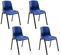 CLP – Set de 4 sillas apilables Nowra, carcasa en polipropileno y base de metal, azul
