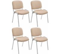 CLP Set De 4 Sillas Confidente Ken Chrom Tapizadas En Tela I Juego De 4 Sillas para Conferencias Acolchadas & Apilables, Color:Crema
