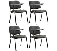 CLP Set De 4 Sillas Confidente Ken con Brazo Extensible I Sillas para Academias Tapizadas En Polipiel con Mesa Plegable | Color Negro