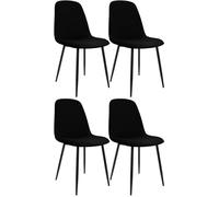 CLP Set de 4 sillas de Comedor Acolchadas Maryam, sillas de Cocina con Respaldo, soportan hasta 150 kg para Cocina, salón y Dormitorio Color Negro Material Tela