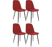 CLP Set de 4 sillas de Comedor Acolchadas Maryam, sillas de Cocina con Respaldo, soportan hasta 150 kg para Cocina, salón y Dormitorio Color:Rojo;Material:Tela