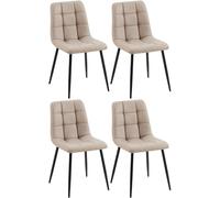 CLP Set de 4 sillas de Comedor Antibes en Polipiel I Juego de 4 butacas Modernas para salón con Base metálica de 4 Patas | Color Gris Pardo