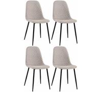 Set de 4 sillas de comedor giverny en tela o terciopelo gris 54x44x88 cm