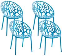 CLP Juego de 4 sillas de jardín, apilables y Resistentes a la Intemperie, Moderno con reposabrazos no Ajustables, Estructura de plástico Hope, Color:Azul