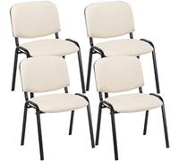 CLP Set De 4 Sillas De Reuniones Ken En Piel Sintética I 4 Sillas De Conferencia con Base De Metal I 4 Sillas Confidentes Apilables I Color:, Color:Crema