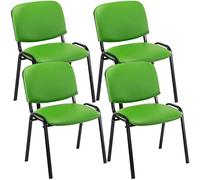 CLP Set de 4 sillas de reuniones Ken – piel sintética (PU), base de metal, apilables – Verde claro