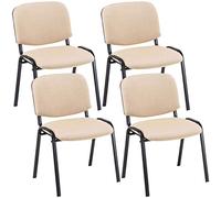 Set de 4 sillas de reuniones ken en tela crema 53x53x83 cm