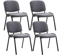 CLP Trading GmbH – Set de 4 sillas de reuniones Ken – Tela gris, base metálica, apilables