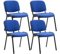 CLP Set De 4 Sillas De Reuniones Ken En Tela I Pack De 4 Sillas De Conferencia con Base De Metal I 4 Sillas Confidentes Apilables I Color: | Color Azul