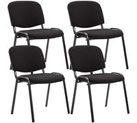 CLP Set de 4 sillas de reuniones Ken – Tela, base de metal, apilables – Negro