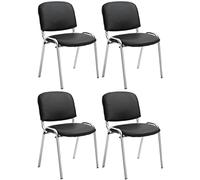 Set de 4 sillas ken cromadas en polipiel simil cuero negro 48x54x79 cm