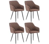 CLP Set De 4 Sillas Shila En Tela o Terciopelo I Butacas Modernas con Reposabrazos & Base Metálica I Juego 4 Sillas, Color:marrón, Material:Tela
