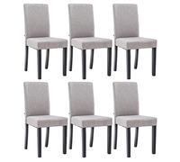 CLP Set De 6 Sillas De Salón Comedor Ina Acolchadas En Tela I Juego de 6 Sillas De Sala con Base De Madera, Color:Gris Claro, Color del Marco:Negro
