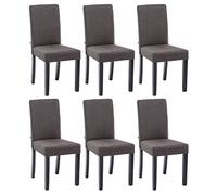 CLP Set De 6 Sillas De Salón Comedor Ina Acolchadas En Tela I Juego de 6 Sillas De Sala con Base De Madera, Color:Gris Oscuro, Color del Marco:Negro